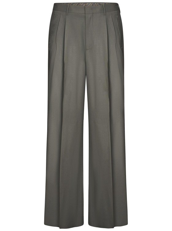 Shop Etro Gray Stretch Wool Palazzo Trousers In Grey