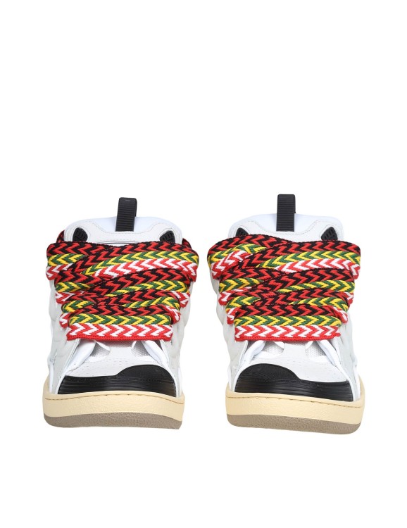 Shop Lanvin Curb Sneakers In Leather And Suede With Multicolor Laces In White