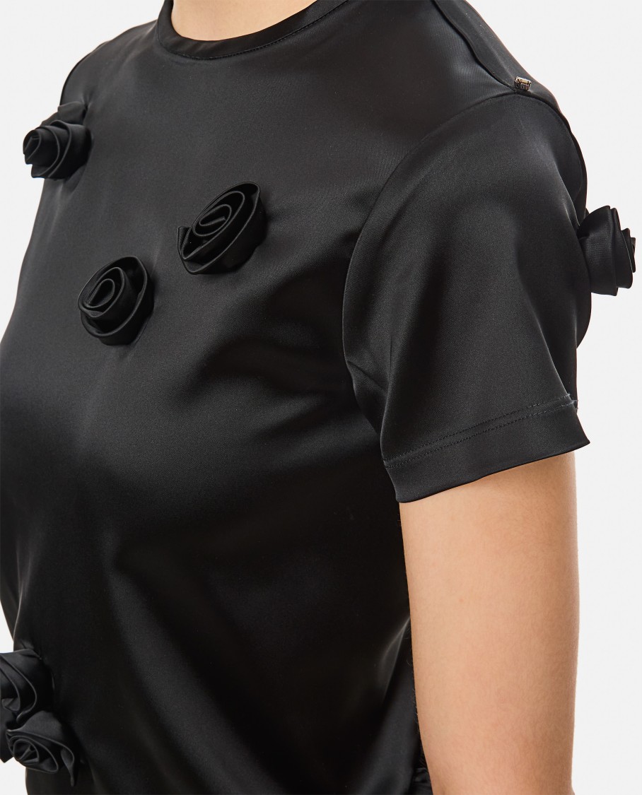 Sportmax Mendoza T-shirt Floral Appliqué In Black