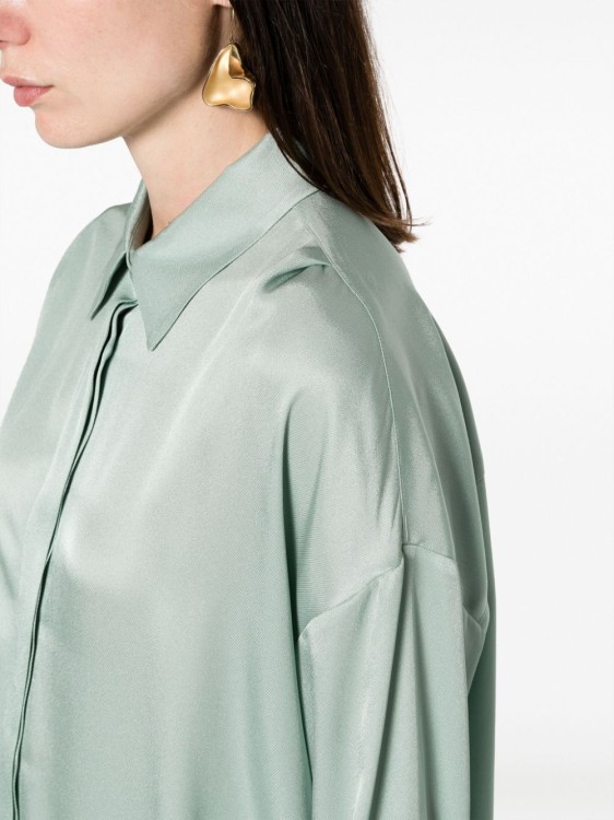 Shop Lorena Antoniazzi Green Drop Shoulder Shirt In White