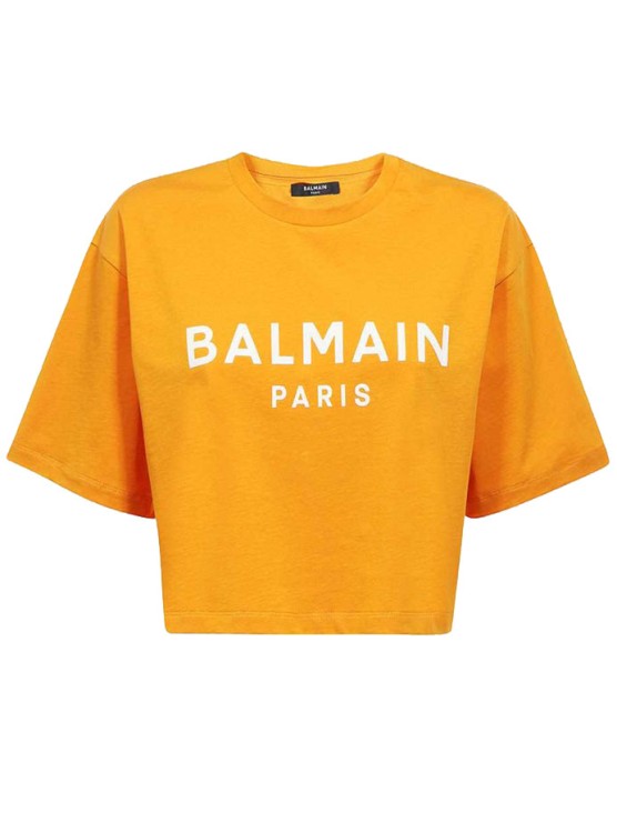 BALMAIN CROPPED LOGO T-SHIRT,AF1EE020BB02