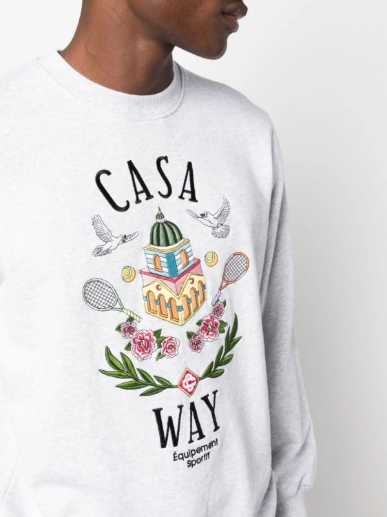 Shop Casablanca Casa Way-embroidered Cotton Sweatshirt In White