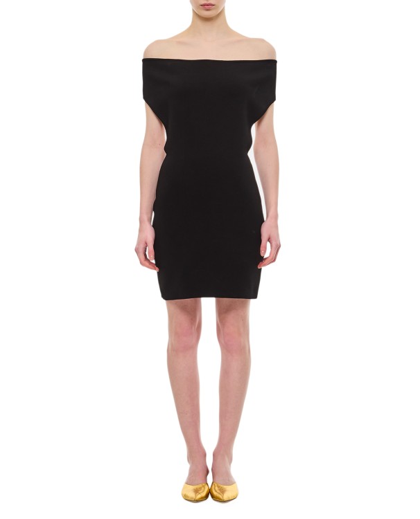 Shop Jacquemus Off-the-shoulder Short Dress In Black