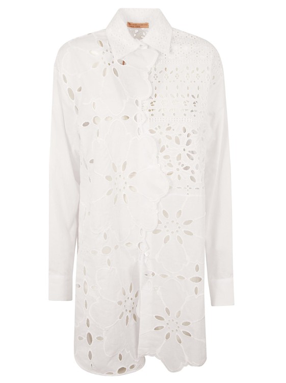 Shop Ermanno Scervino White Cotton Broderie Anglaise Shirt