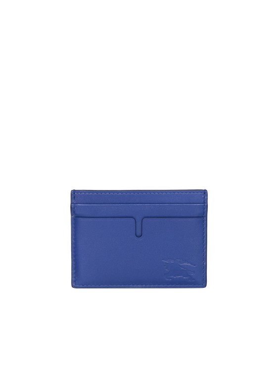 Shop Burberry Leather Cardholder In Blue