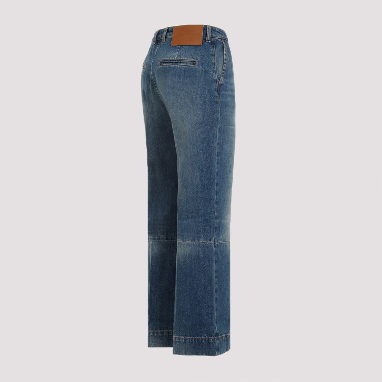 Shop Victoria Beckham Cropped Kick Indigo Cotton Jeans In Blue