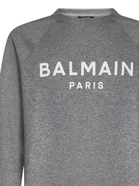 Shop Balmain Gray Organic Cotton Crewneck Sweatshirt In Grey