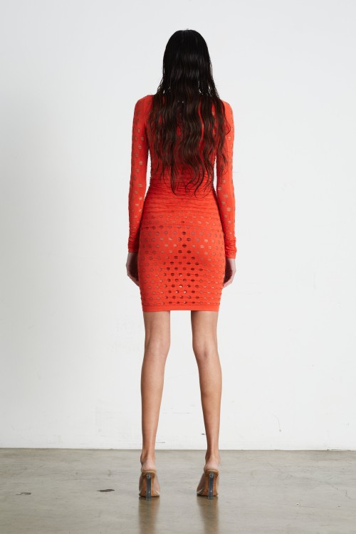 Shop Maisie Wilen Perforated Dress In Red