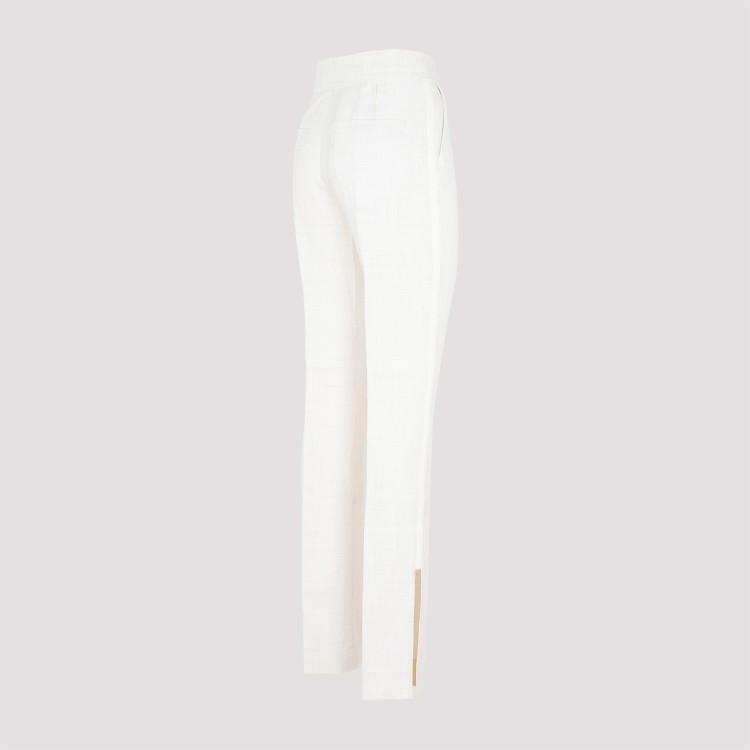 Shop Jacquemus Tibau Off White Linen Pants
