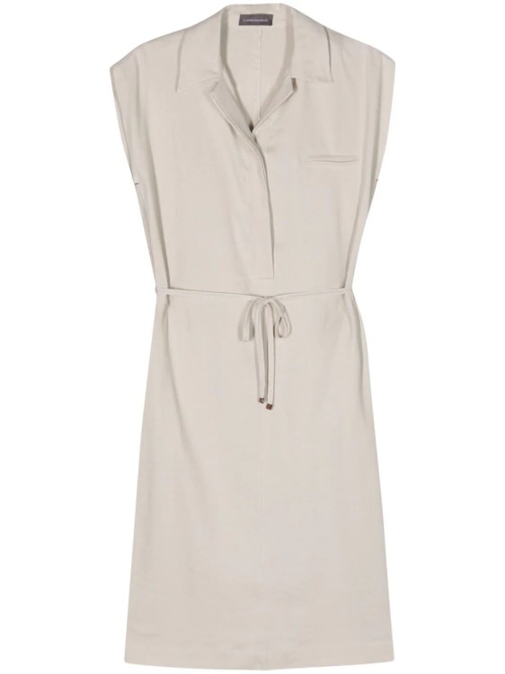 Shop Lorena Antoniazzi Belted Gray Mini Dress In Grey