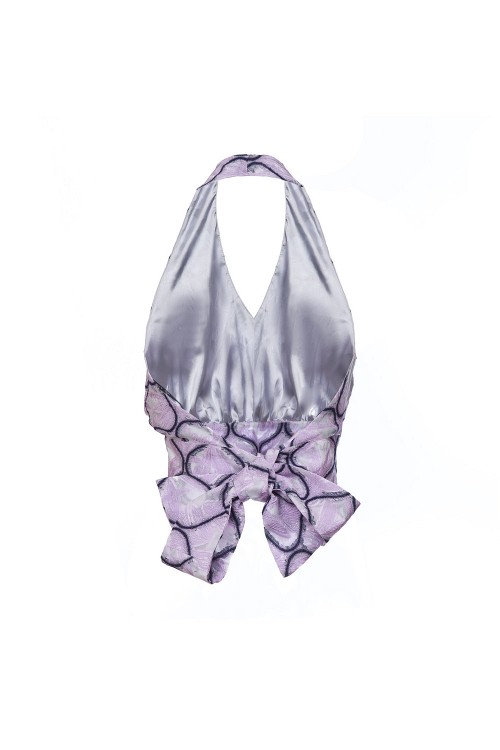 Shop Andreeva Lavender Cross-front Top In Purple