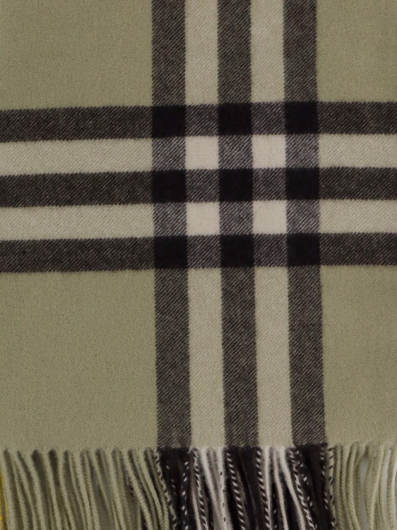 Shop Burberry Cashmere Scarf With Giant Check Print In Green