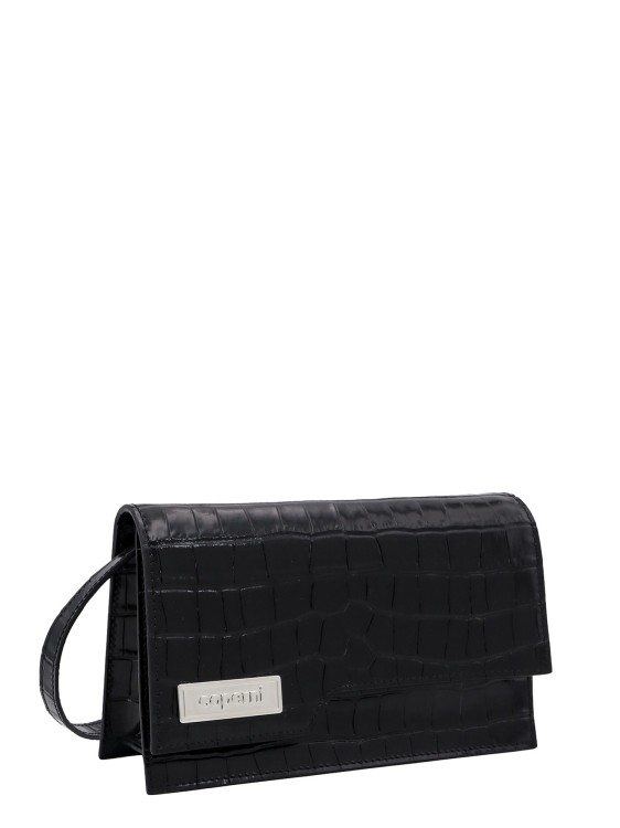 Shop Coperni Croco Leather Clutch With Frontal Logo Patch In Black