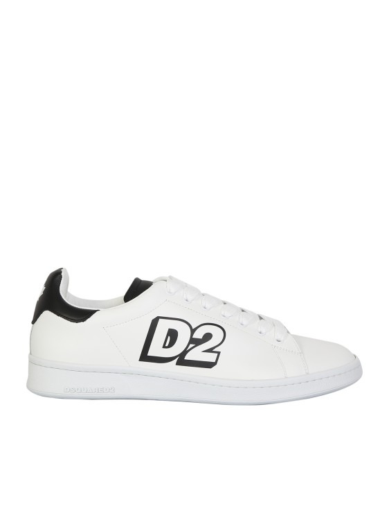 Dsquared2 Low Lace-up Sneakers With Printed Logo In White