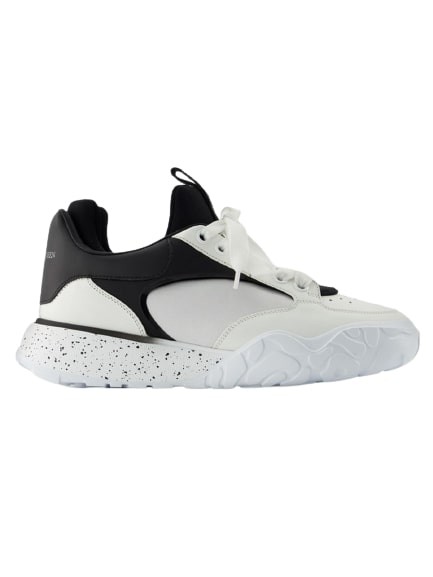 Shop Alexander Mcqueen Court Sneakers  - Black/white - Leather