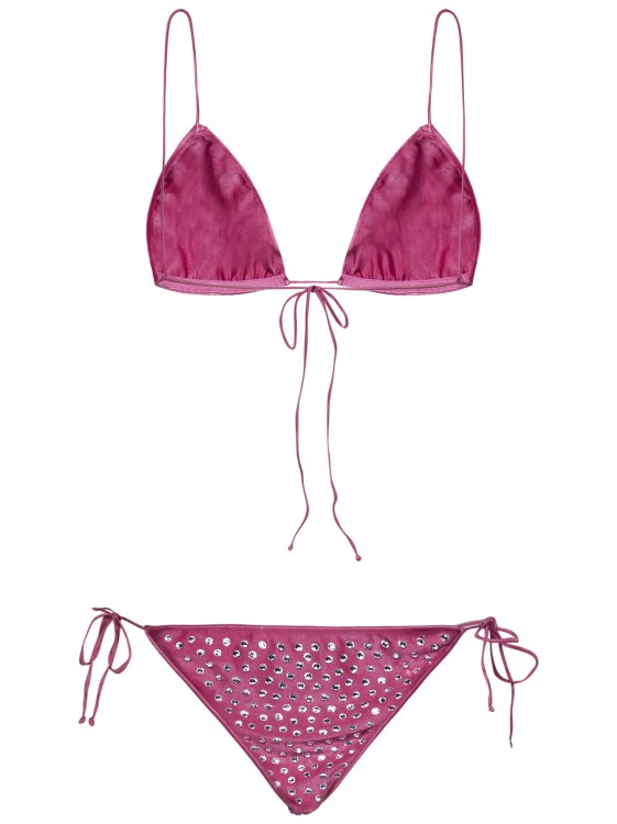 Shop Oseree Fuchsia Bikini With Triangle Top In Pink
