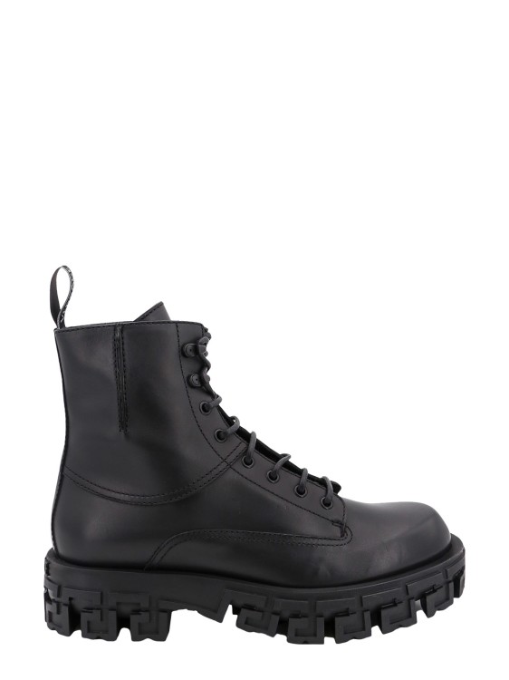 Shop Versace Leather Boots In Black