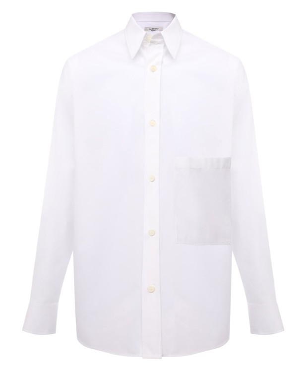 Shop Valentino Oversized Cotton Shirt In White