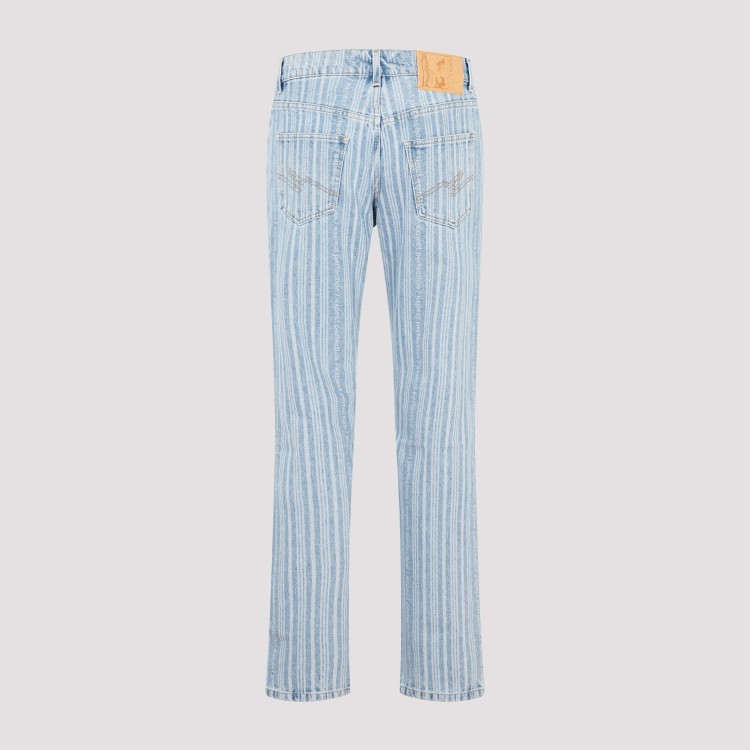 Martine Rose Light Blue Pinstripe Straight Leg Jeans In Blue