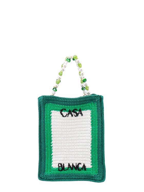 Casablanca Tennis Club Crochet-knit Tote Bag In Green