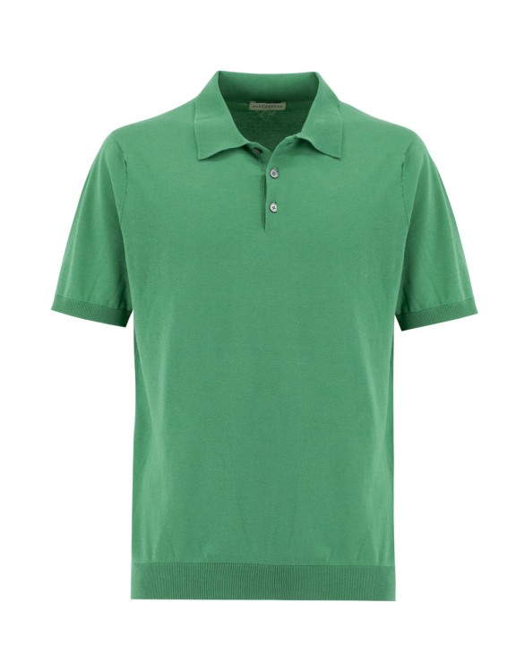 Shop Ballantyne Green Knitted Polo Shirt