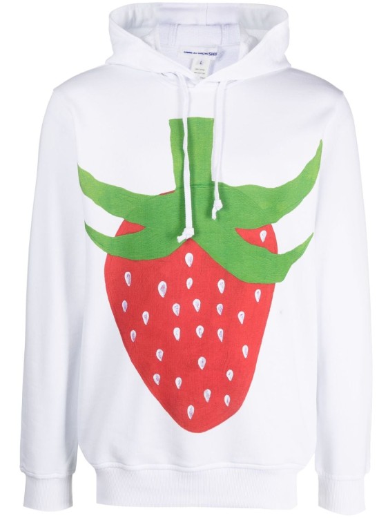 COMME DES GARÇONS WHITE STRAWBERRY HOODIE,072625ec-063a-4a2e-0e3a-d00637417200