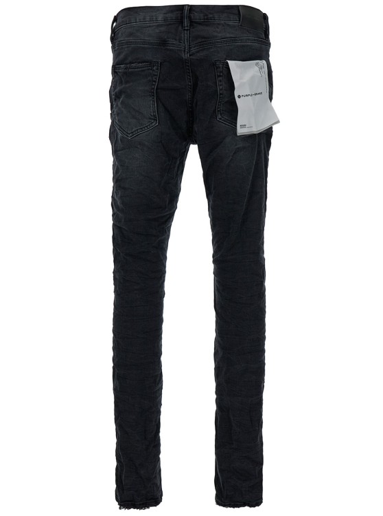 Shop Purple Brand Black Fitted Five-pocket Jeans In Crinkled Effect Denim