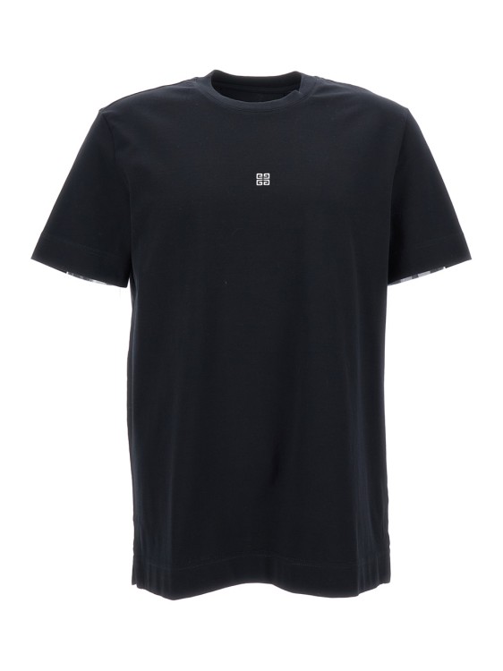Shop Givenchy Black Crewneck T-shirt With 4g Print In Cotton