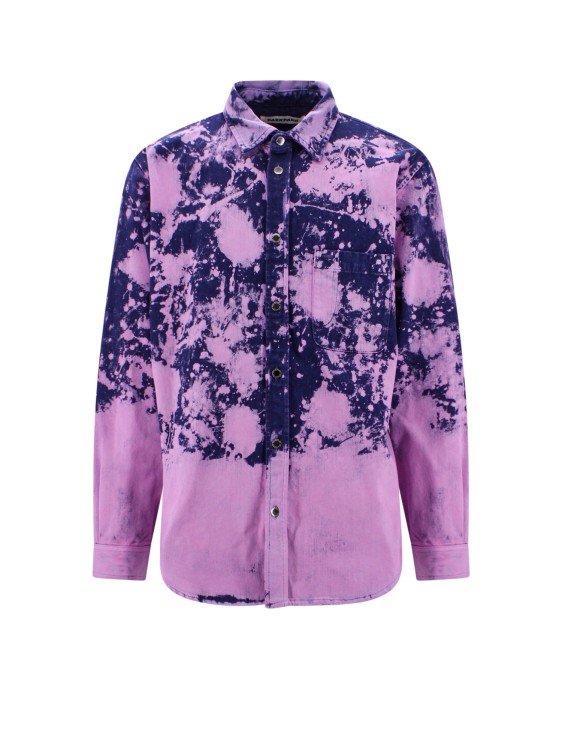 Shop Darkpark Bleached Effect Denim Shirt In Purple
