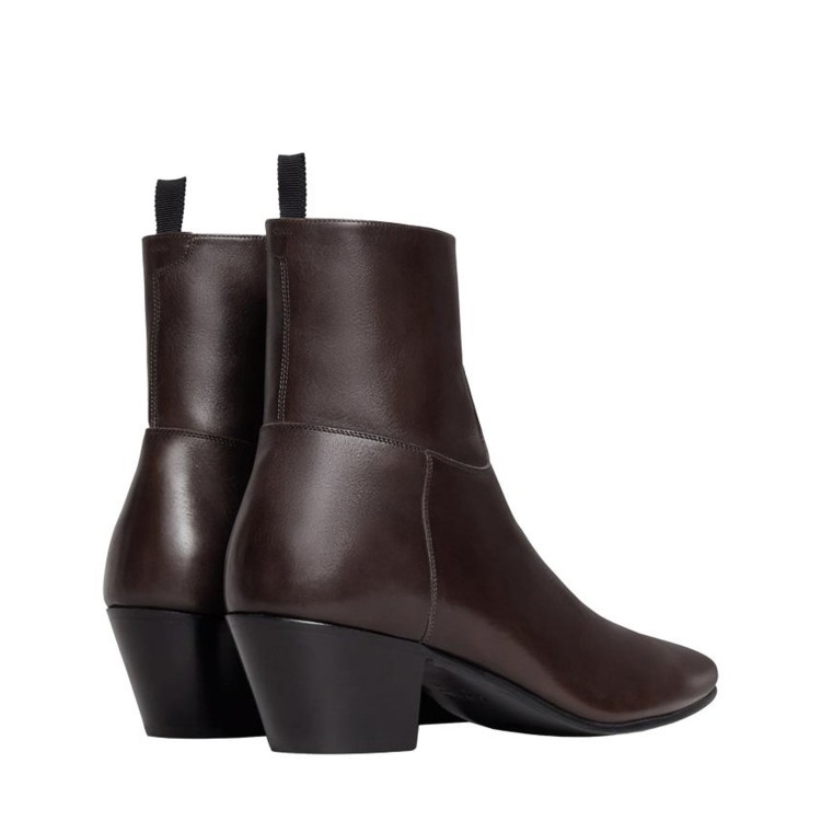 Shop Celine Leather Boots In Black
