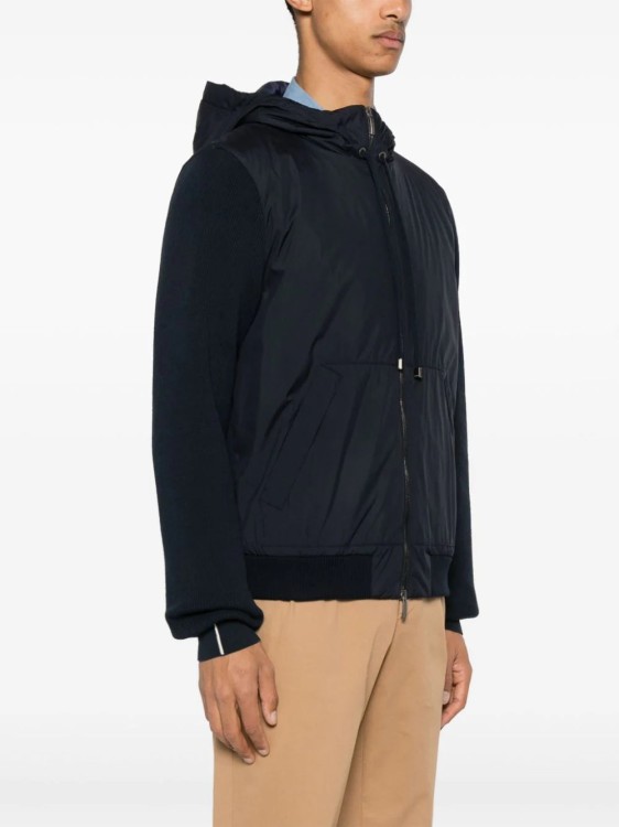 Shop Peserico Panelled Hooded Jacket In Black