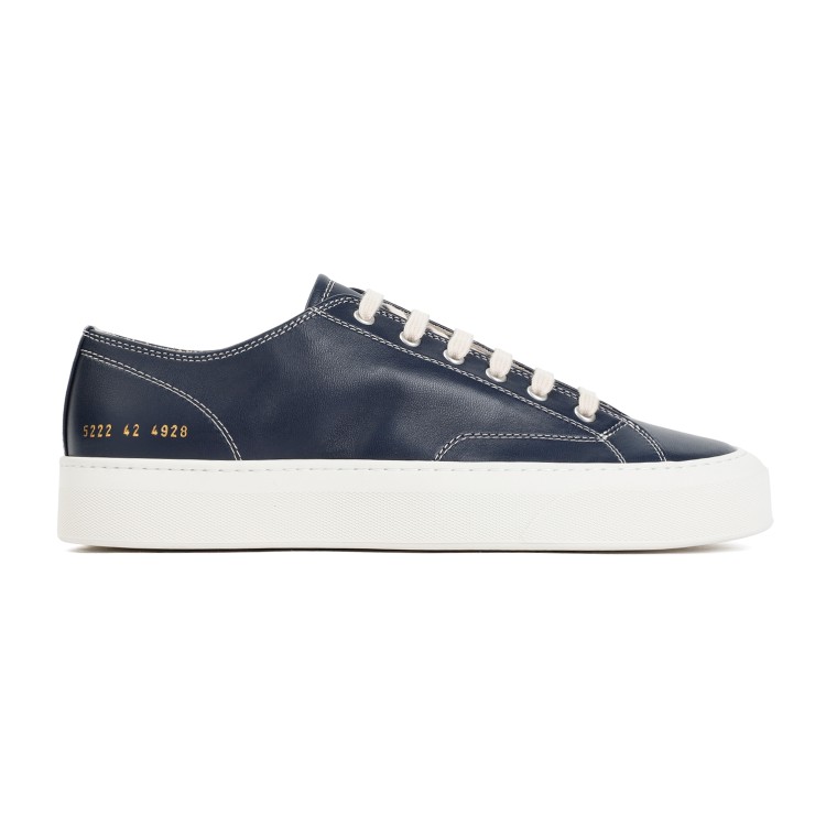 Common Projects Blue Navy Nappa Leather Tournament Low Sneakers In Red