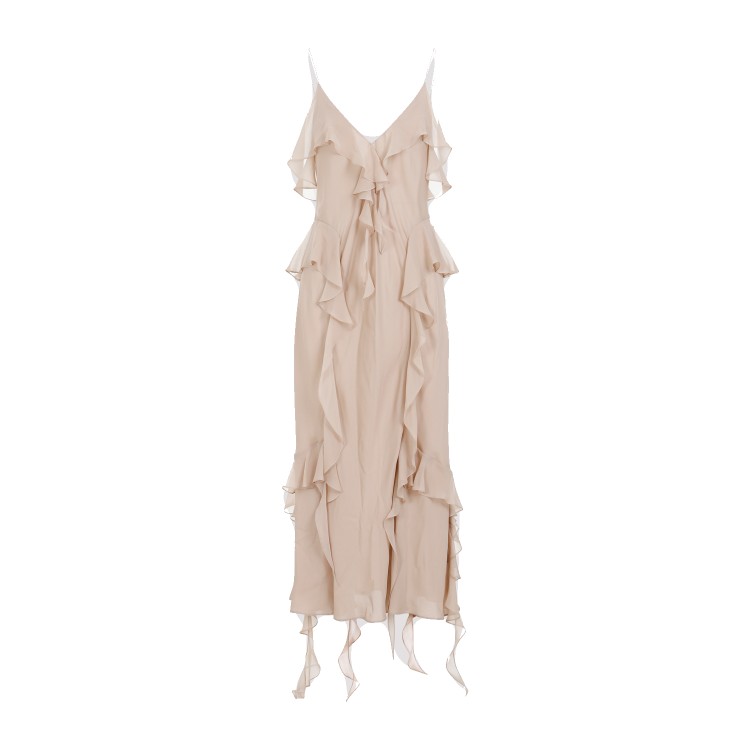 Shop Khaite Pim Beige Silk Dress In Neutrals