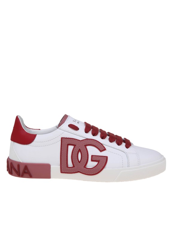 Shop Dolce & Gabbana Low Calf Sneakers Color White And Red