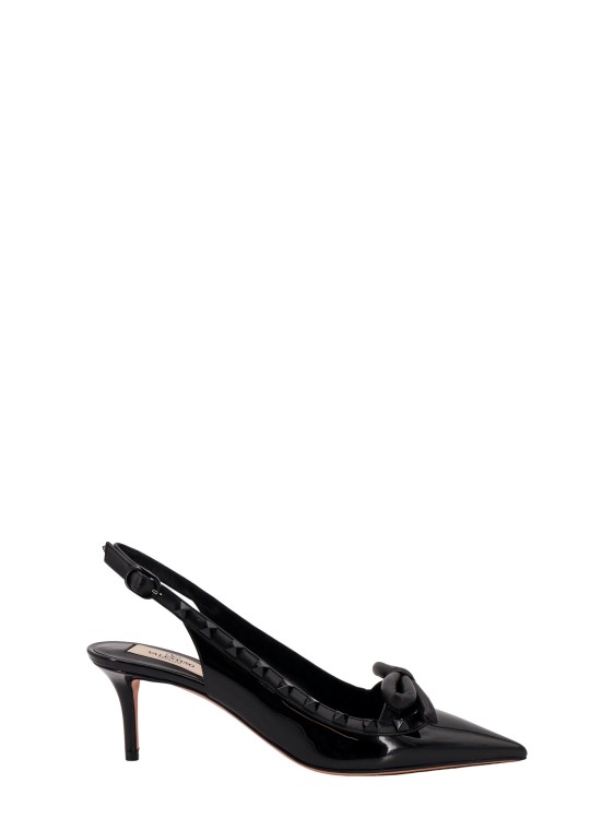 Shop Valentino Patent Leather Slingback With Frontal Bow In Black