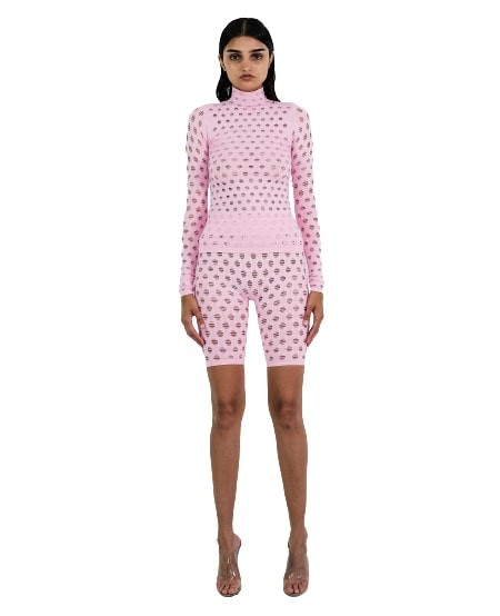 Maisie Wilen Perforated Shorts In Pink