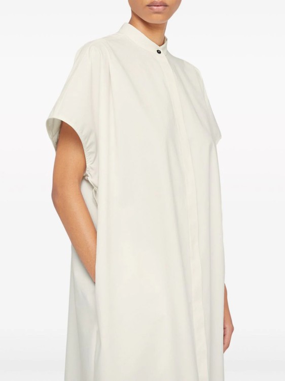 Shop Jil Sander Midi Dress Collarless White