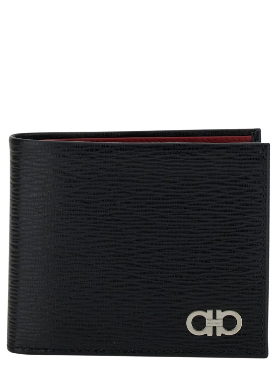 Shop Ferragamo Revival Gancini Black Wallet In Textured Leather