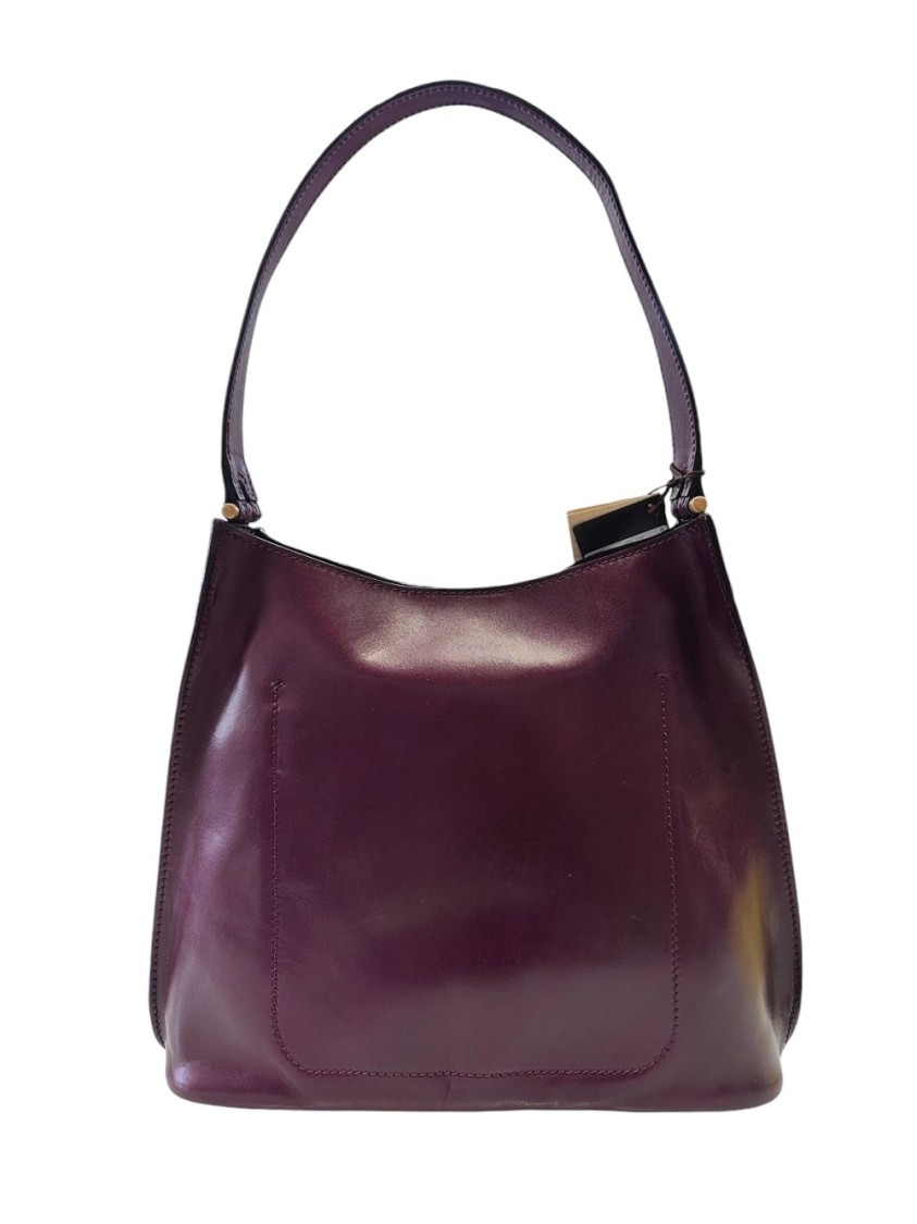 The Bridge Spacious Leather Hobo Bag With Magnetic Closure And Internal Pocket In Burgundy
