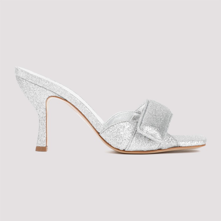 Shop Gia Borghini Silver Glitter Alodie Sandals In White