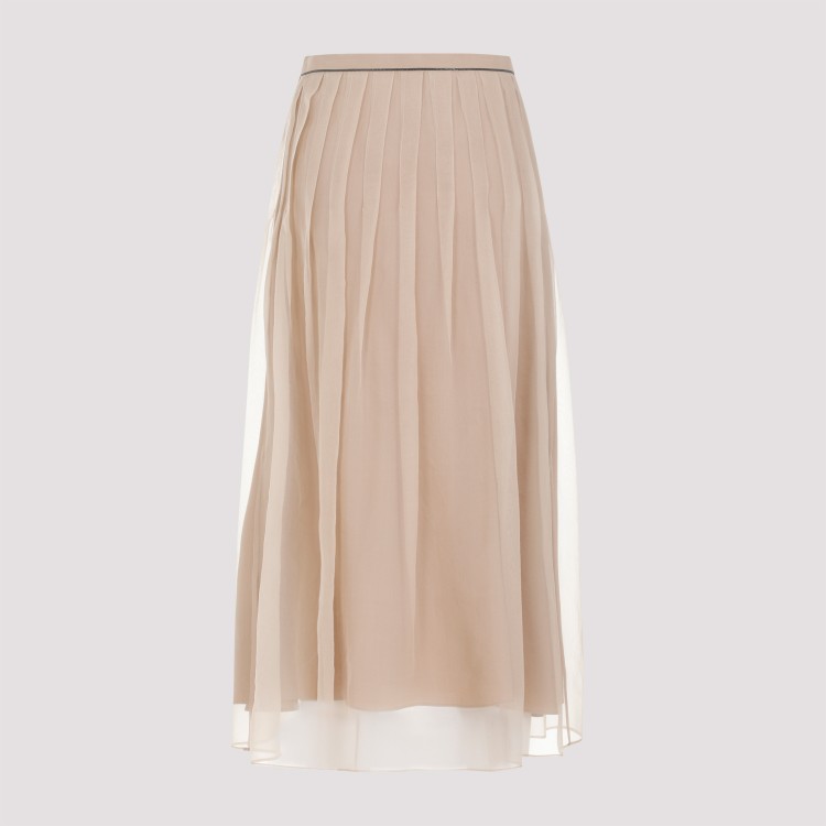 Shop Brunello Cucinelli Beige Silk Skirt In Neutrals
