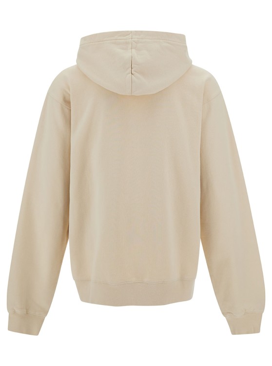Shop Jacquemus Le Hoodie Gros-grain' Beige Hoodie With Logo Patch In Cotton In Neutrals
