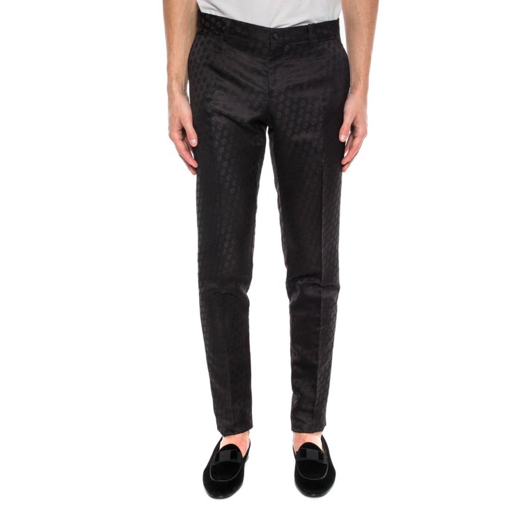 Shop Dolce & Gabbana Jacquard Lurex Trousers In Black