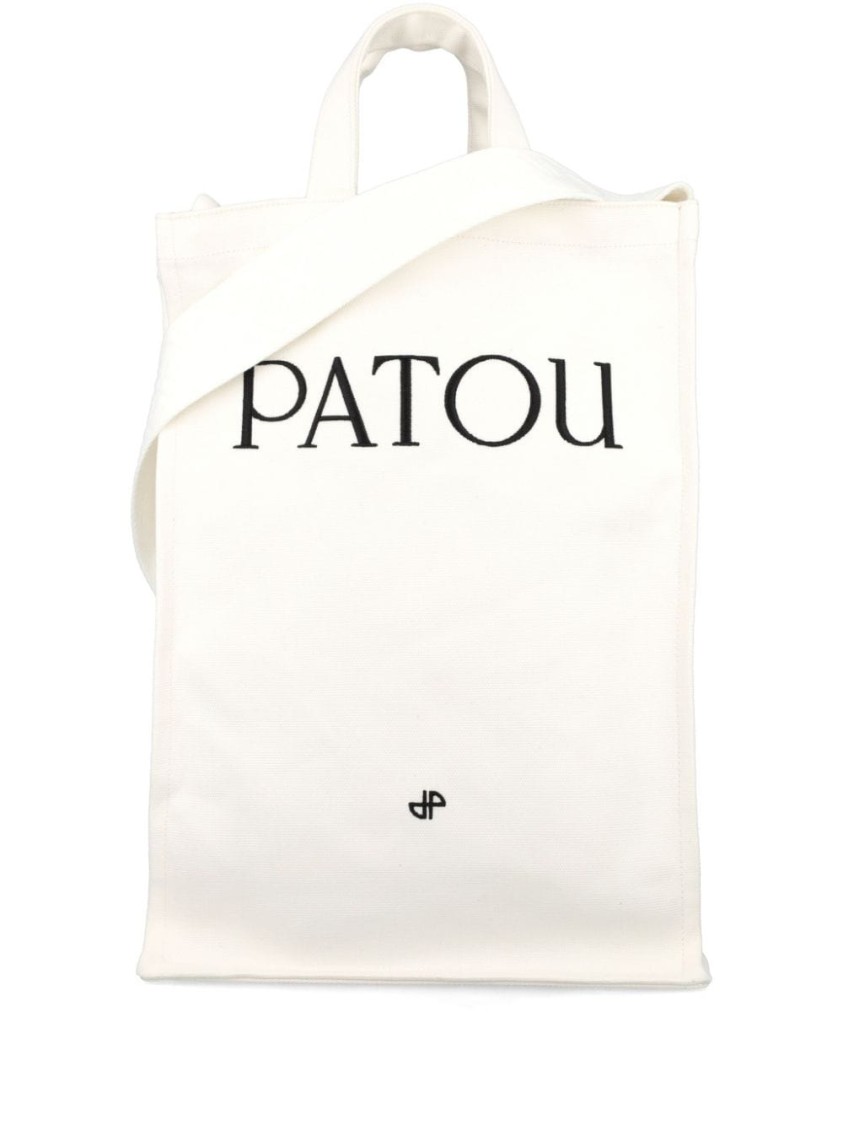 Patou Shoulder Bag With Logo In Neutrals