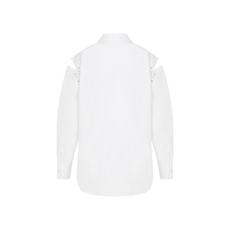 Alexander Mcqueen Lace Detail Slashed Cocoon Shirt In White