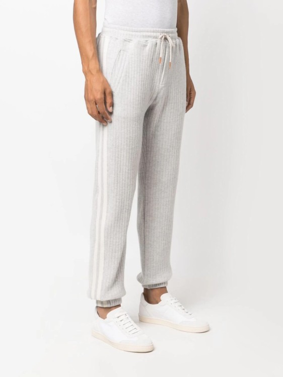 Shop Eleventy Gray Ribbed Track Pants In White
