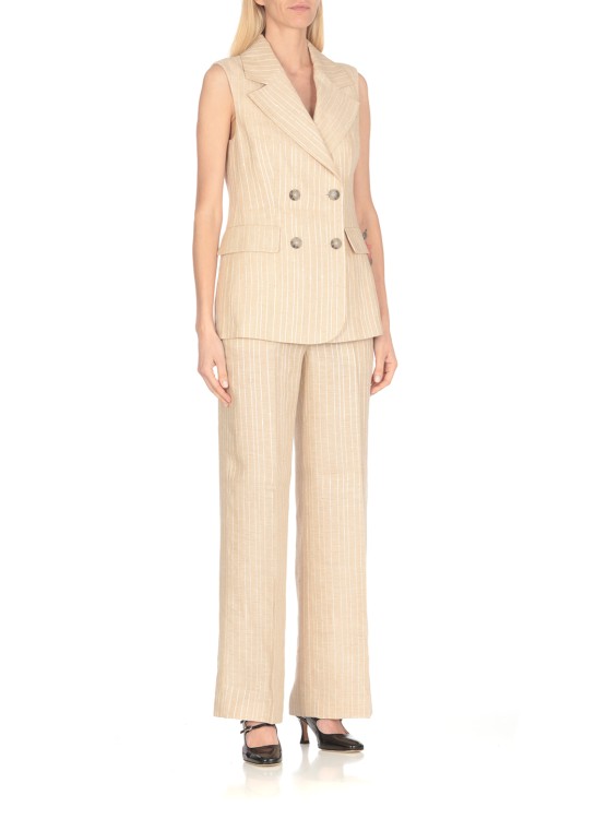 Shop Peserico Beige Linen Doublebreasted Gilet In Neutrals