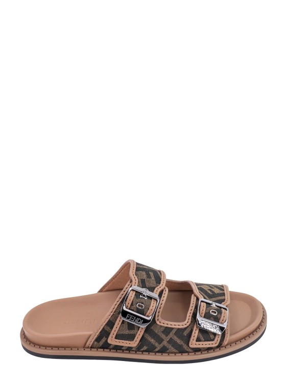 Shop Fendi Ff Fabric And Leather Sandals In Pink