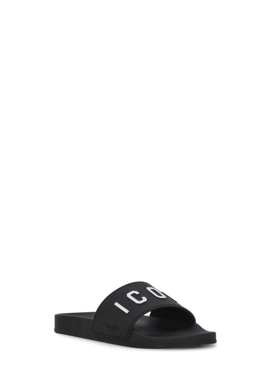 Shop Dsquared2 Logoed Slippers In Black
