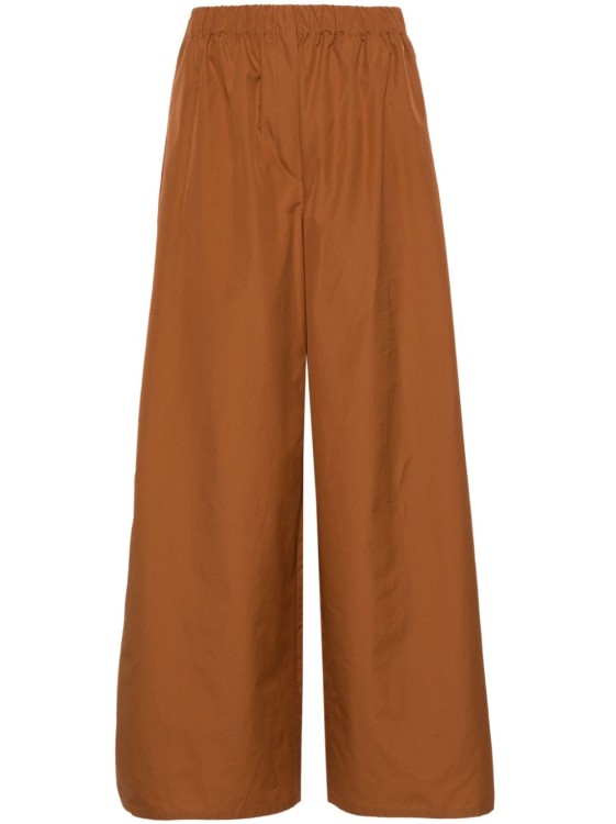Shop Max Mara Wide Poplin Pants In Brown